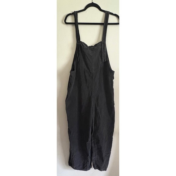 Zara Woman Premium Denim Collection Corduroy Overalls Black Jumpsuit Size M - Picture 1 of 6